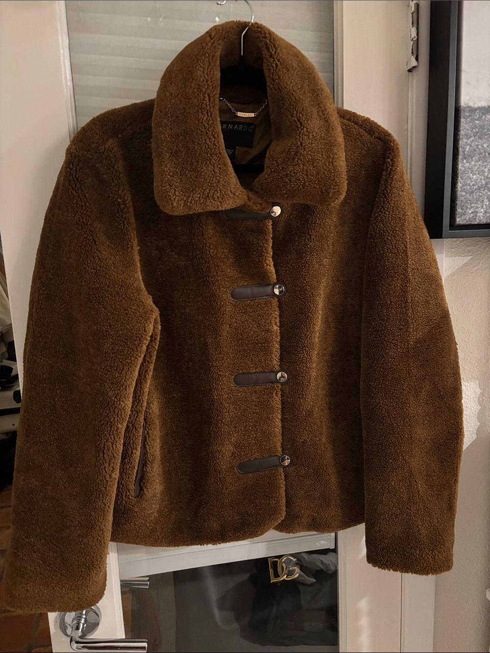 Bernardo Plush Teddy Jacket in Rich Brown